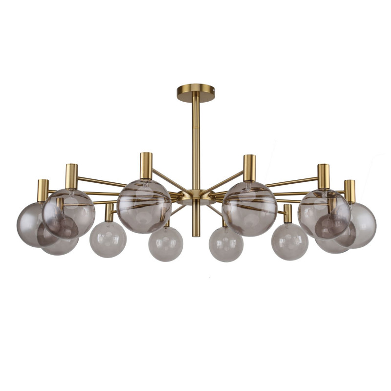 Люстра Favourite Eternity 2765-12P, D1040*H500, латунь, круглые плафоны из стекла коньячного оттенка