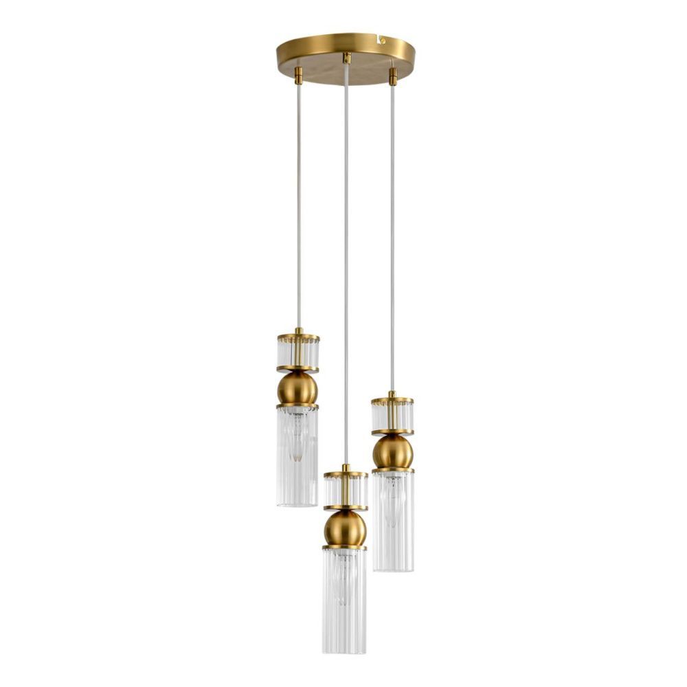 Подвес 22*22*222-222 см, 3*E14*40W, Lumion Denver LUM8276/3A, латунь
