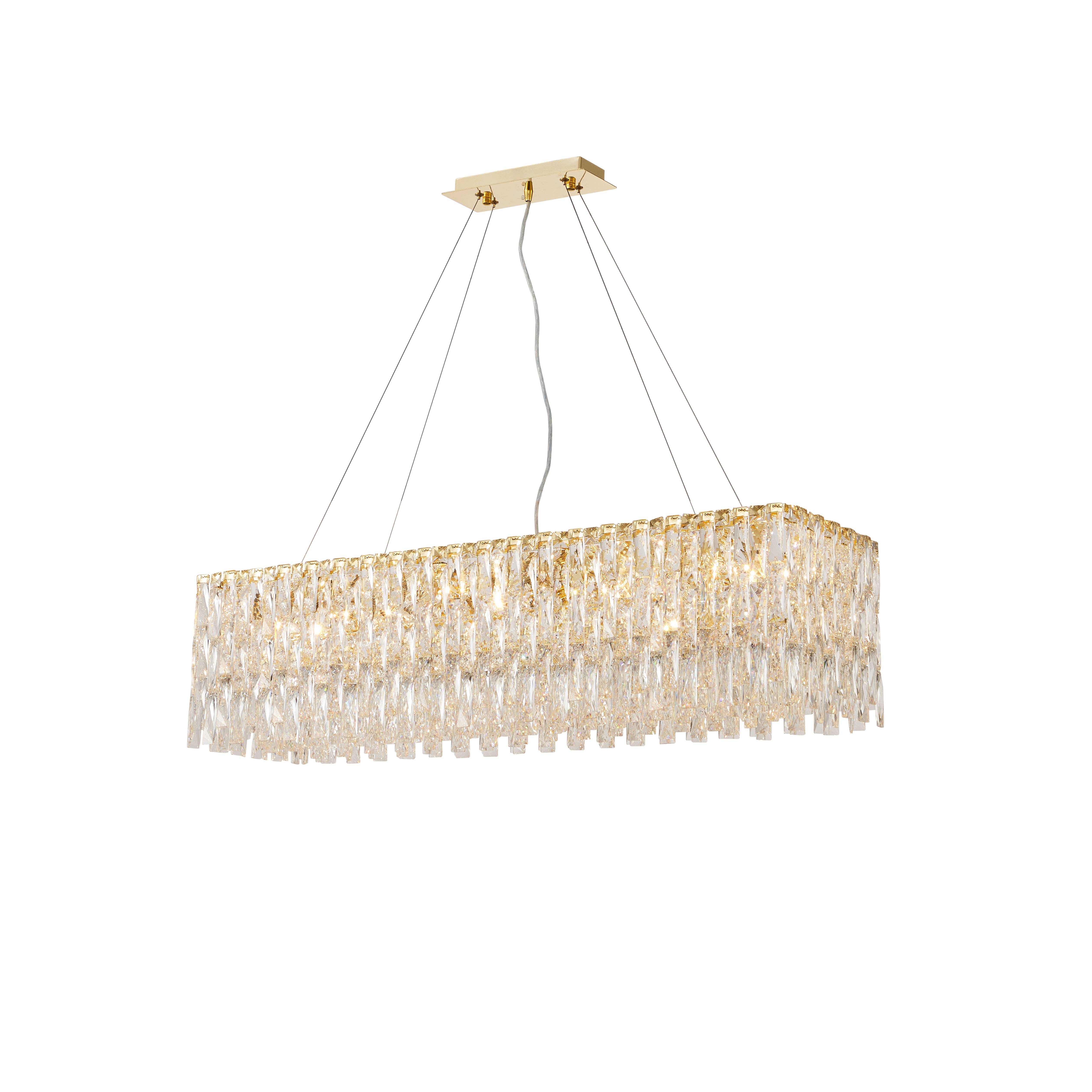 Люстра 1000*300*250, 10*E14, 40W NewRgy Cristallo M33-L1000*W300*H250 H GOLD, H GOLD