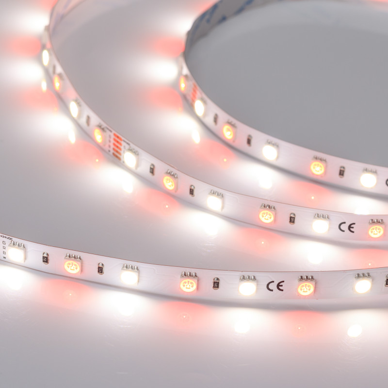 Лента RT-B60-10mm 24V RGBW-Day (14.4 W/m, IP20, 5060, 5m) (Arlight, Открытый) 018326(2). Цена указана за 5 метров. Продается кратно 5 метрам.