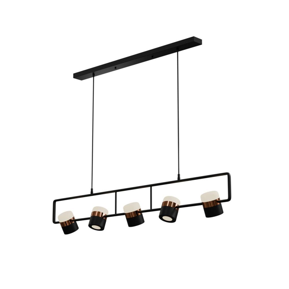 Светильник подвесной 110*20-200 см, 5*LED*6W, 3000-6000K, Lightera Rudolf LE114L-5B SMART, Черный