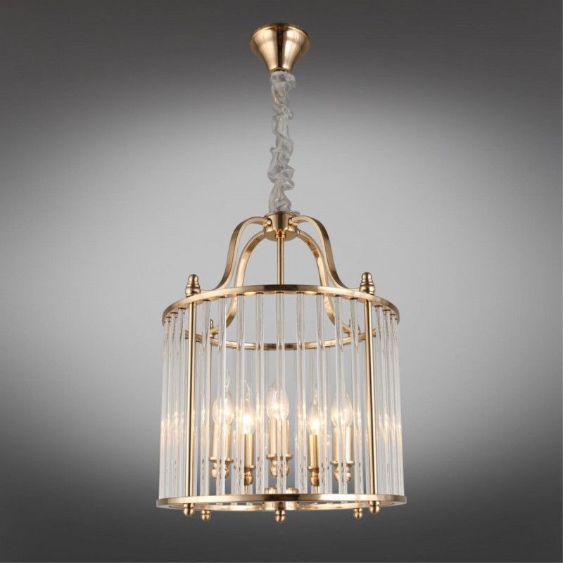 Подвесная люстра 40*80-150 см, 5*E14, 40W, Aployt JOANNA APL.726.16.05, латунный
