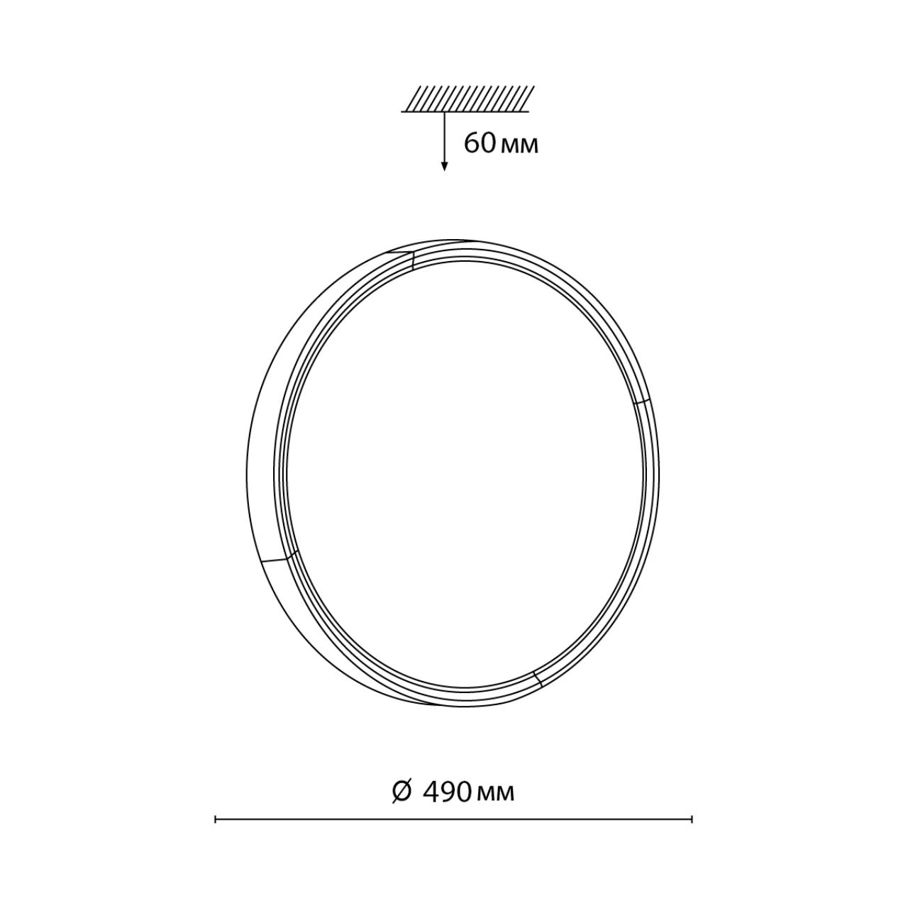 Cветильник 49*6 см, LED 72W, 3000-6000 К, IP43, белый/черный/золотистый, пластик Sonex Velio, 7629/EL