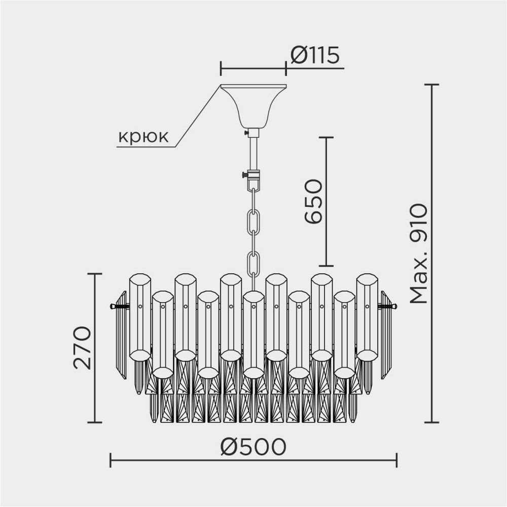 Подвесная люстра 50x50x40см, Е14, 9x40Вт, , Modelux ML.9006.9 GD-SM Золото