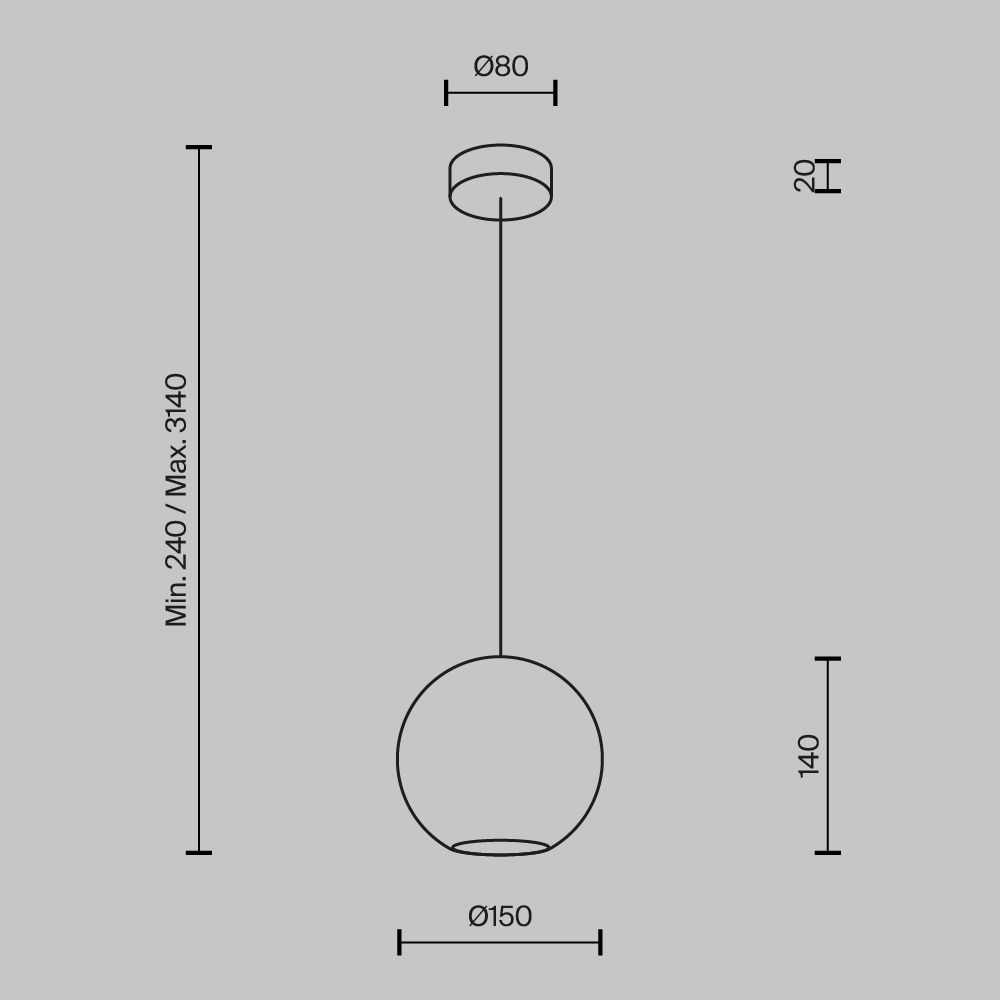 Подвесной светильник 15*314 см, 1*GU10*50W, K, Maytoni Glamping MOD437PL-01BG, Черный