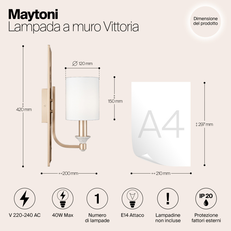 Бра Maytoni Vittoria H005WL-01BG, кремовый