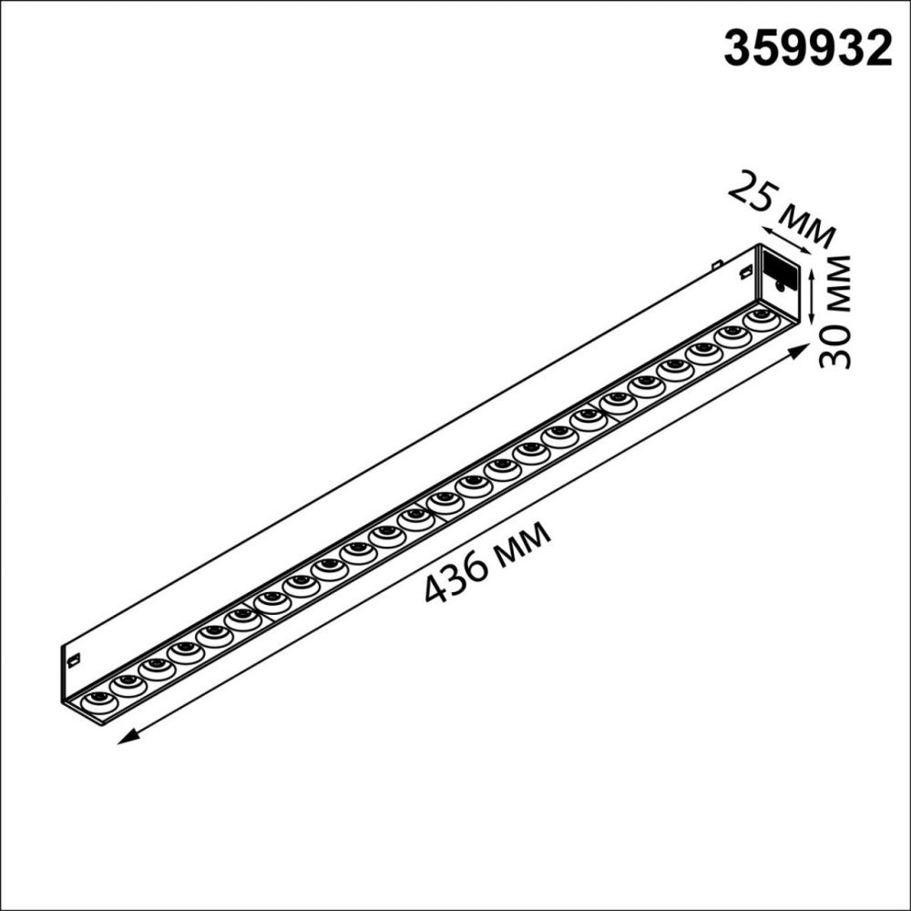 Cветильник  43,6*2,5*3 см, 1*LED*24W, 3000/4000/6000K, Novotech VECTOR PORT 359932, черный,