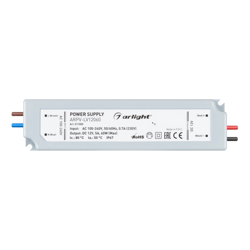 Блок питания для светодиодной ленты Arlight 011000 16,2*4,2*3,4 см, 60W, K,