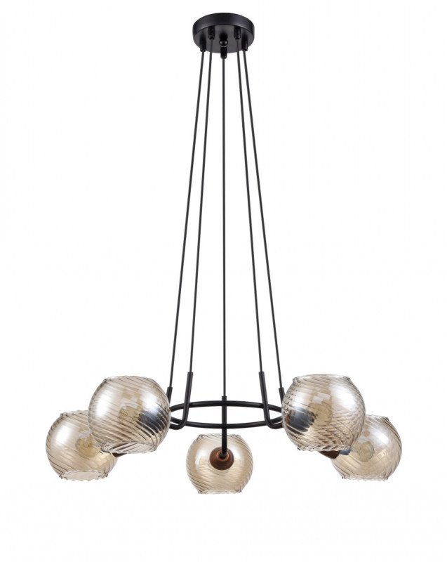 Подвесная люстра  67*95 см, 5*E14 черный, медь Vele Luce Imelda VL5832P05