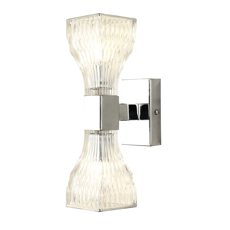 Бра Favourite Parity 2944-2W, D125*W75*H280, хром, плафоны из прозрачного стекла, по краю плафона нанесена серебряная краска