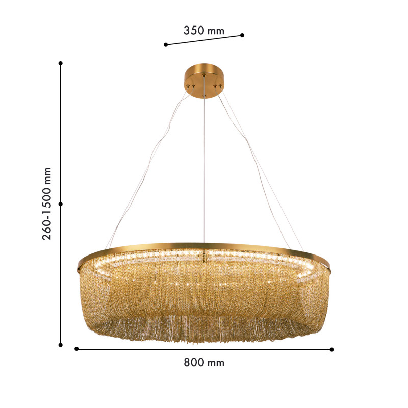 Подвесная люстра 80*35*150 см, 40W, Favourite Vandfald 4491-8P латунь