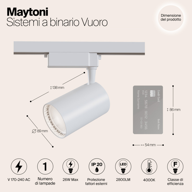 Трековый светильник Maytoni Track TR003-1-30W4K-W, белый, LED, 30W, 4000K, 2400Lm