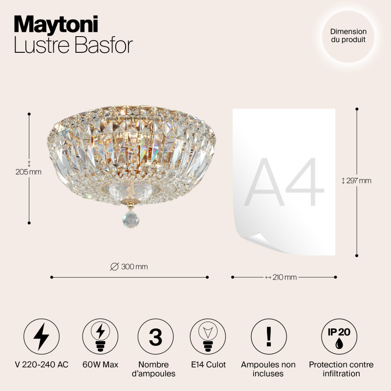 Хрустальная Люстра диаметр 31 см Maytoni DIA100-CL-03-G Royal gold (золото)