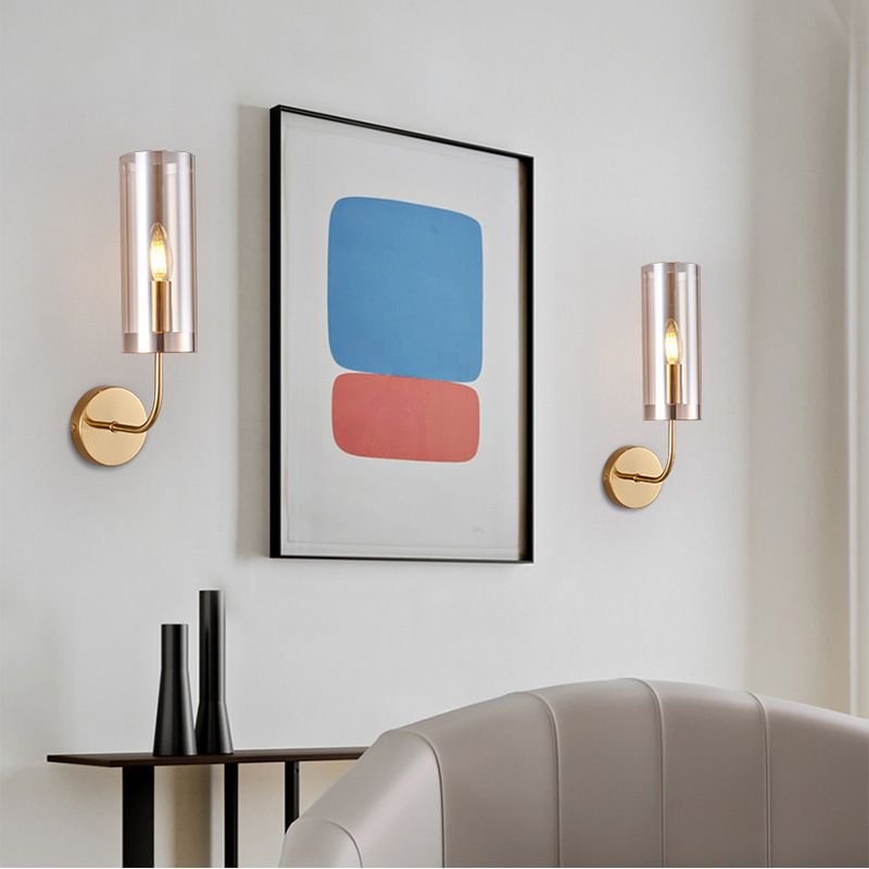 Бра Agne Blue Glass Tube wall light 16*28*28 см, 1*E14*40W, ImperiumLoft 100322-22, Золотистый
