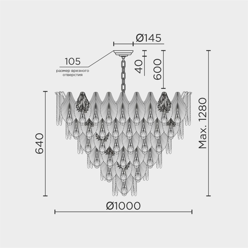 Люстра 100*64 см, 28*Е14*40W, Modelux  ML.6228.1000 GD, Золото