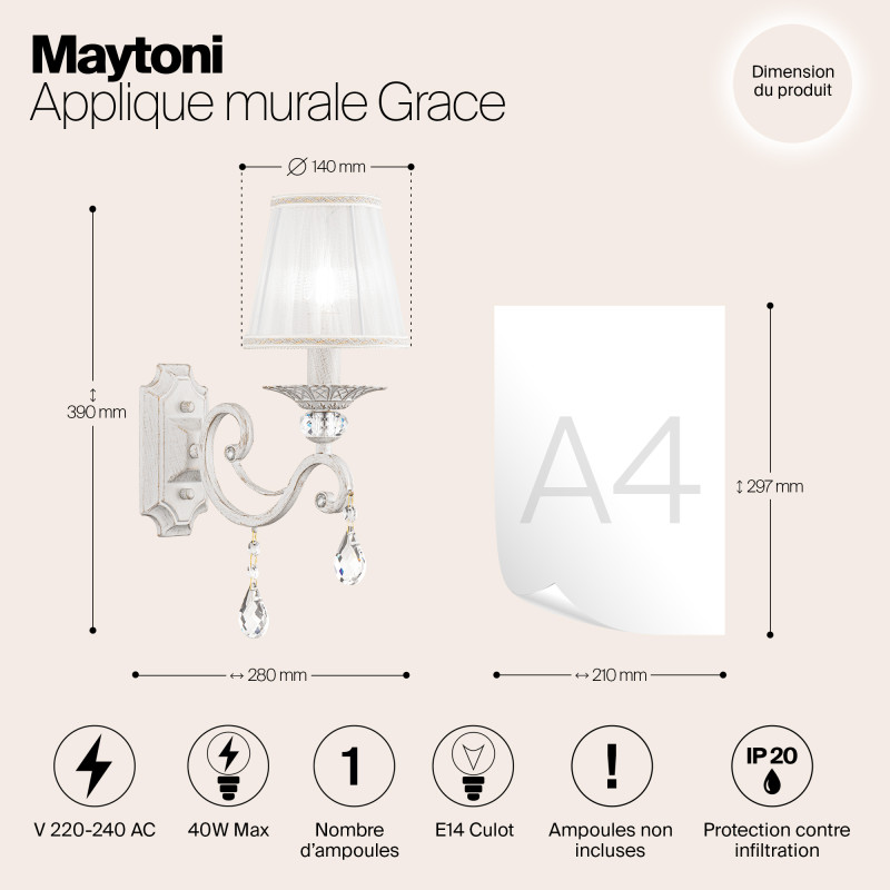 Бра Maytoni ARM247-01-G Кремовое золото