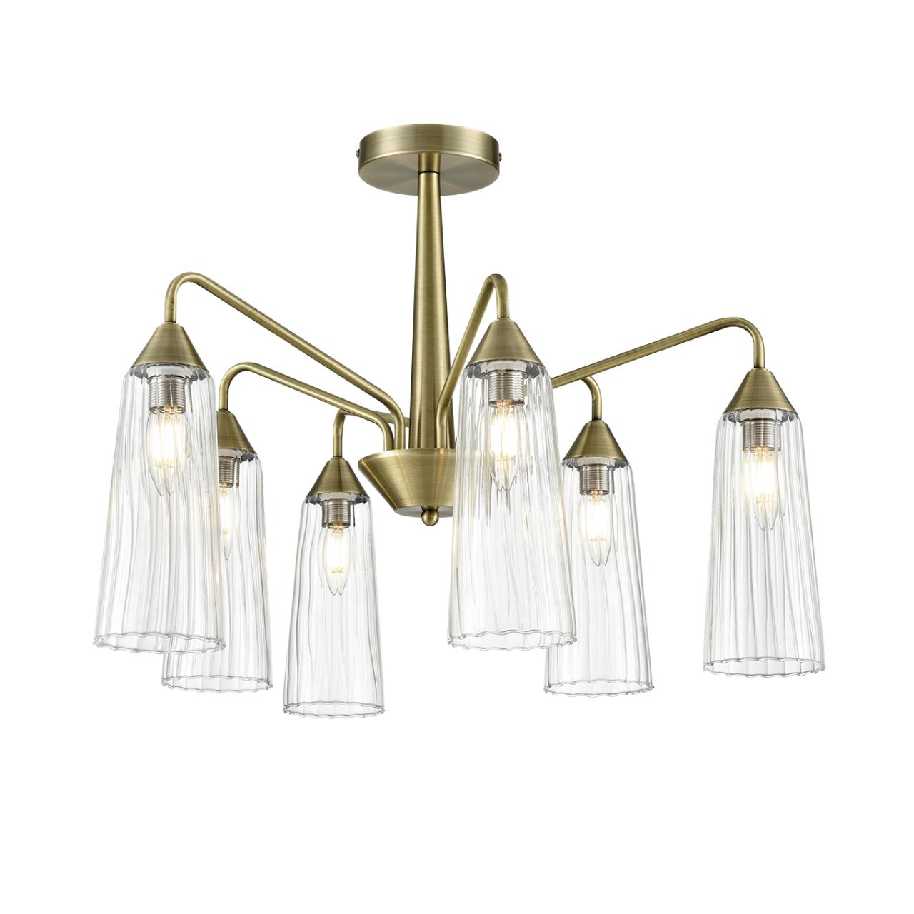 Люстра потолочная 64*45 см, 6*E14 Lumion DOLIANA 6584/6C бронза, прозрачный
