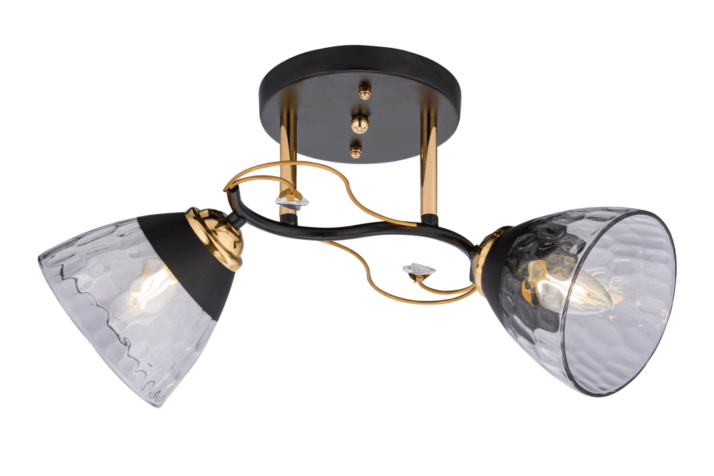 Люстра L460 x W200 x H240, мм, 2*40W (80W), BLACK+GOLD (Черный+золото) Rilon 06535/2 BLACK+GOLD