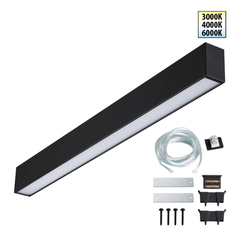 Светильник 61*4*6- см, 1*LED*20W, 3000/4000/6000K, Novotech Fatto Over 359603, черный,  линейный с переключателем цветовой температуры