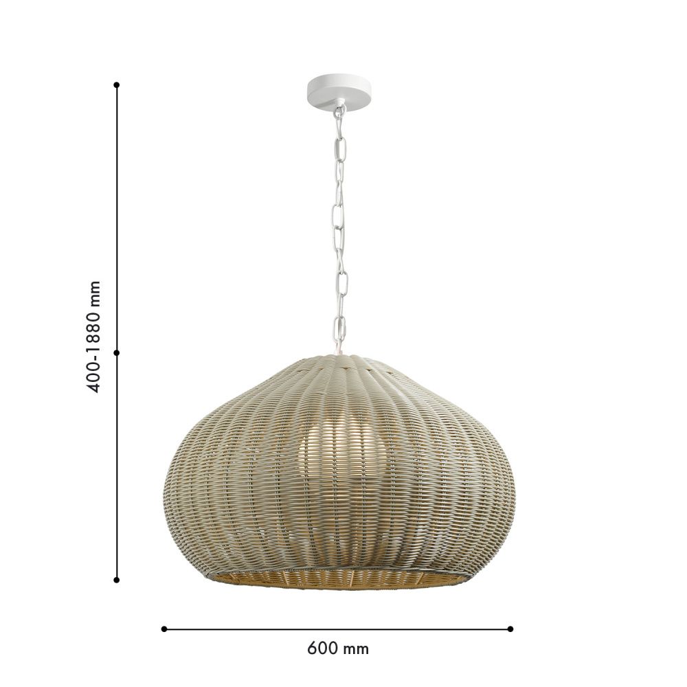 Подвес *60*40-188 см, 1*E27*40W, Favourite Wicker 4886-1P, белый