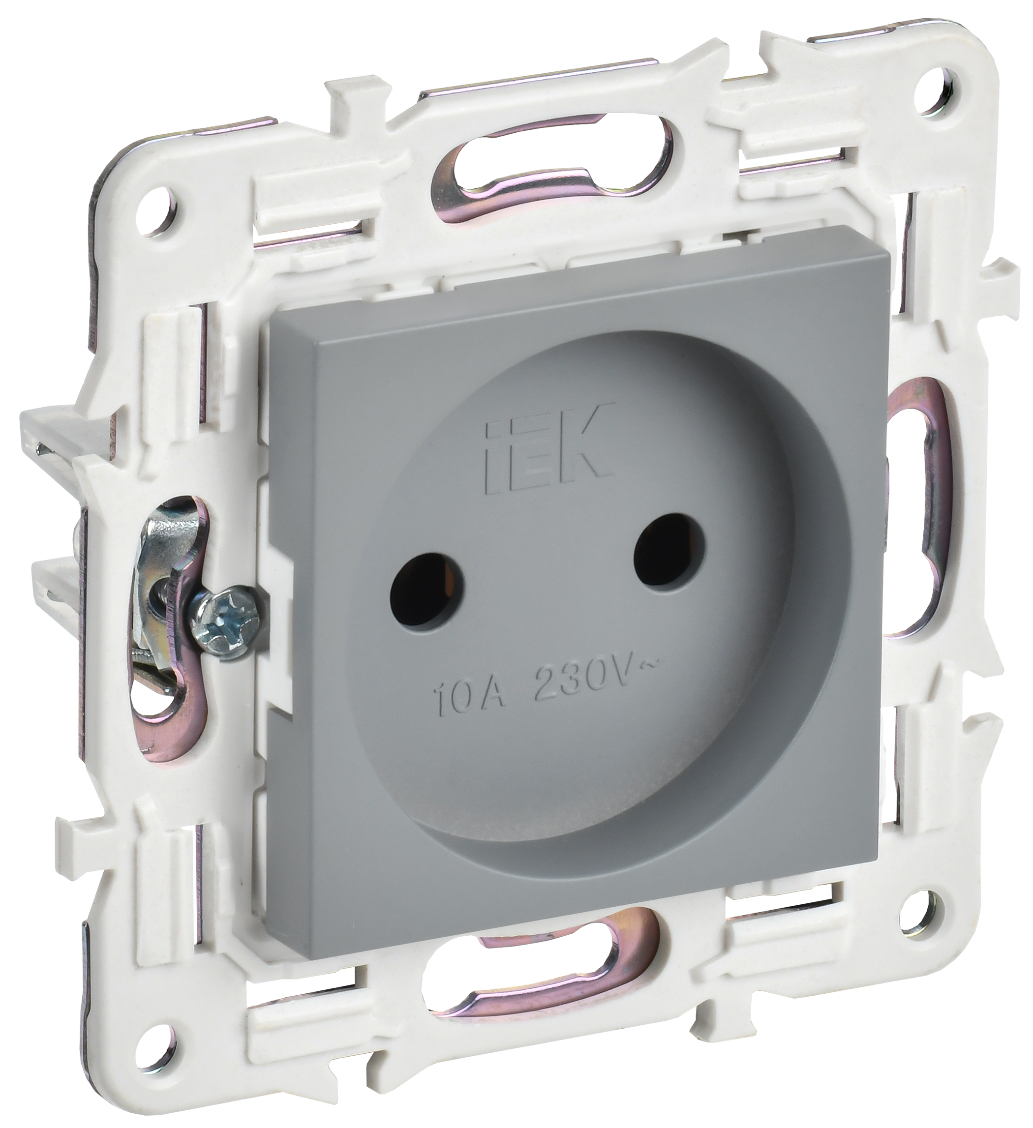 SKANDY Розетка без з/к/ш 10А SK-R02Gr сер. IEK, SK-R10-10-K03