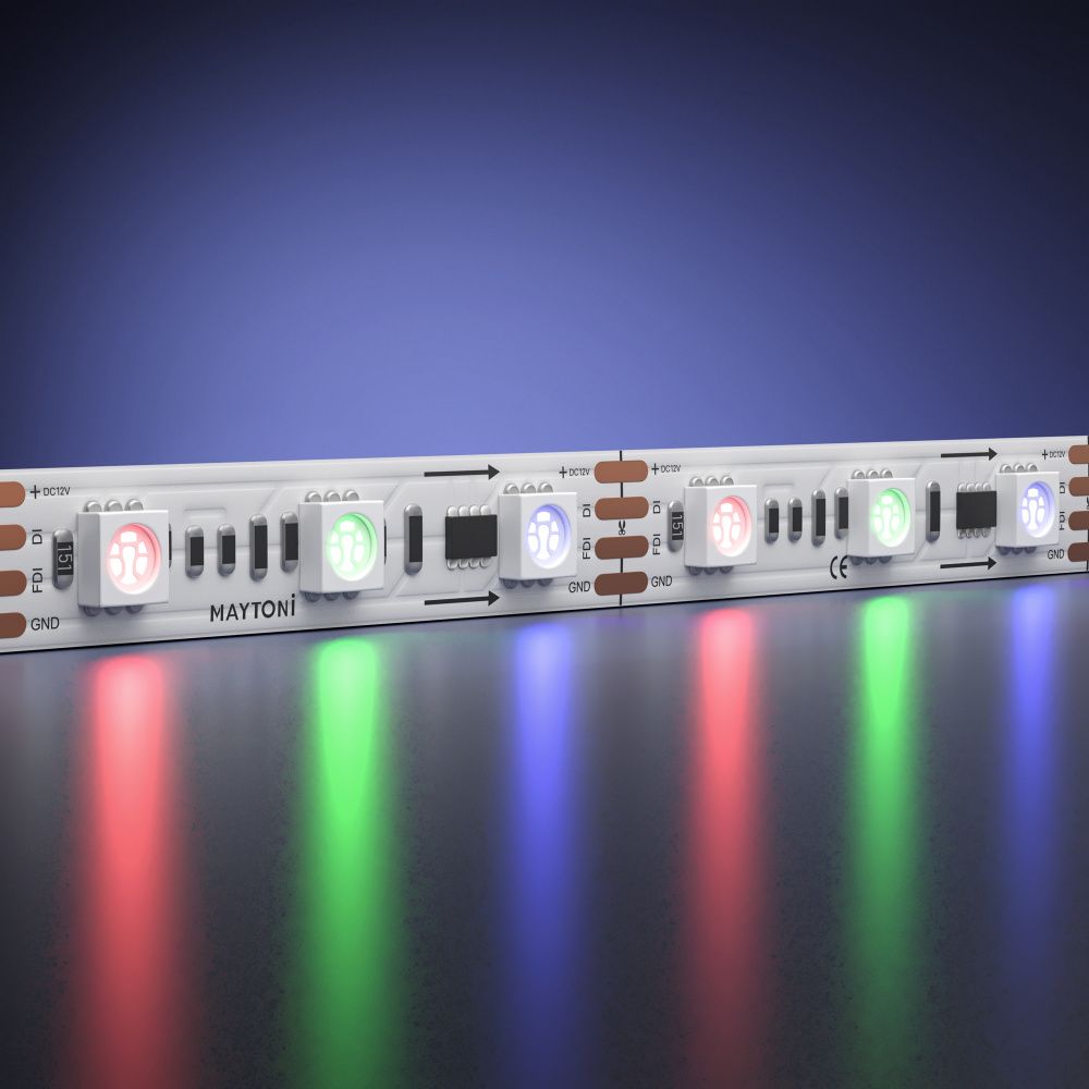 Светодиодная лента 12V 5050 14,4Вт/м RGB 5м IP 20 201242, 500 см, Maytoni SPI 201242, цена за метр, катушкой по 5 м