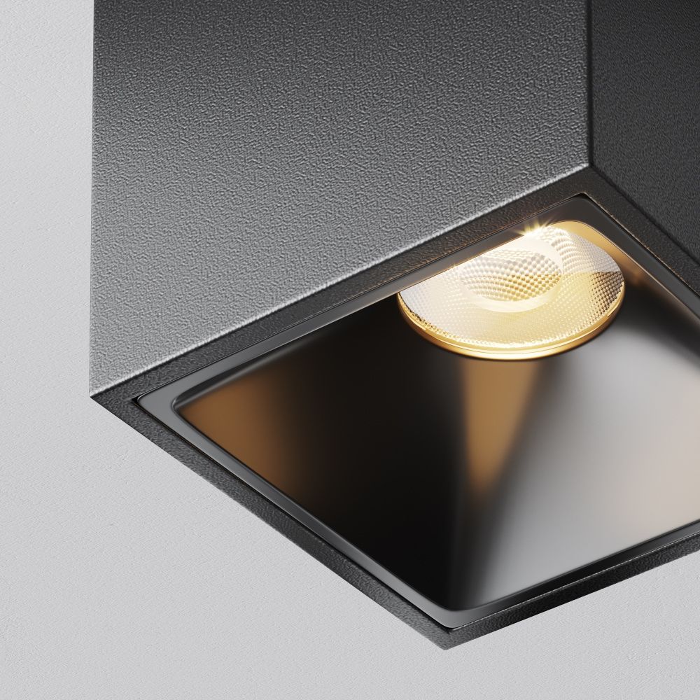 Потолочный светильник 6*6-7,5 см, LED*8W, 3000K, Maytoni Alfa LED 50° C065CL-8W3K-SQ-B, Черный