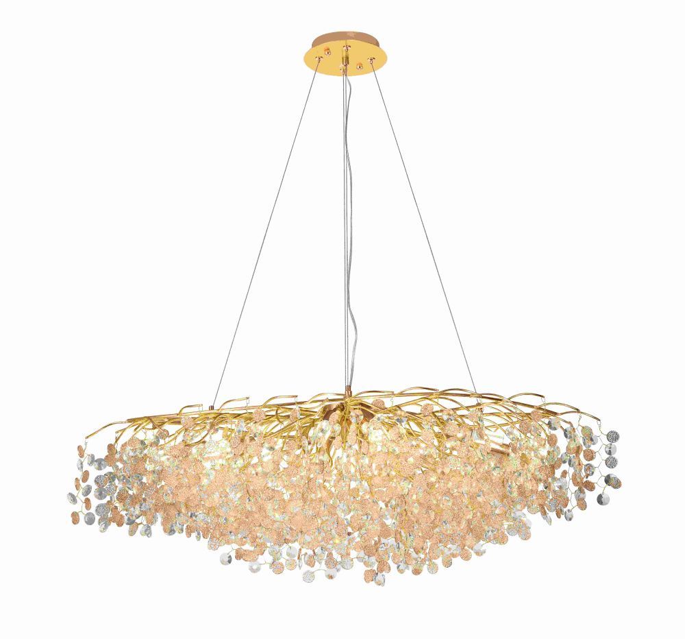 Люстра L1200 x H500 мм, E14 12 x 40W (480W) Rilon FGD (ЗОЛОТО) P6033/L1200 FGD