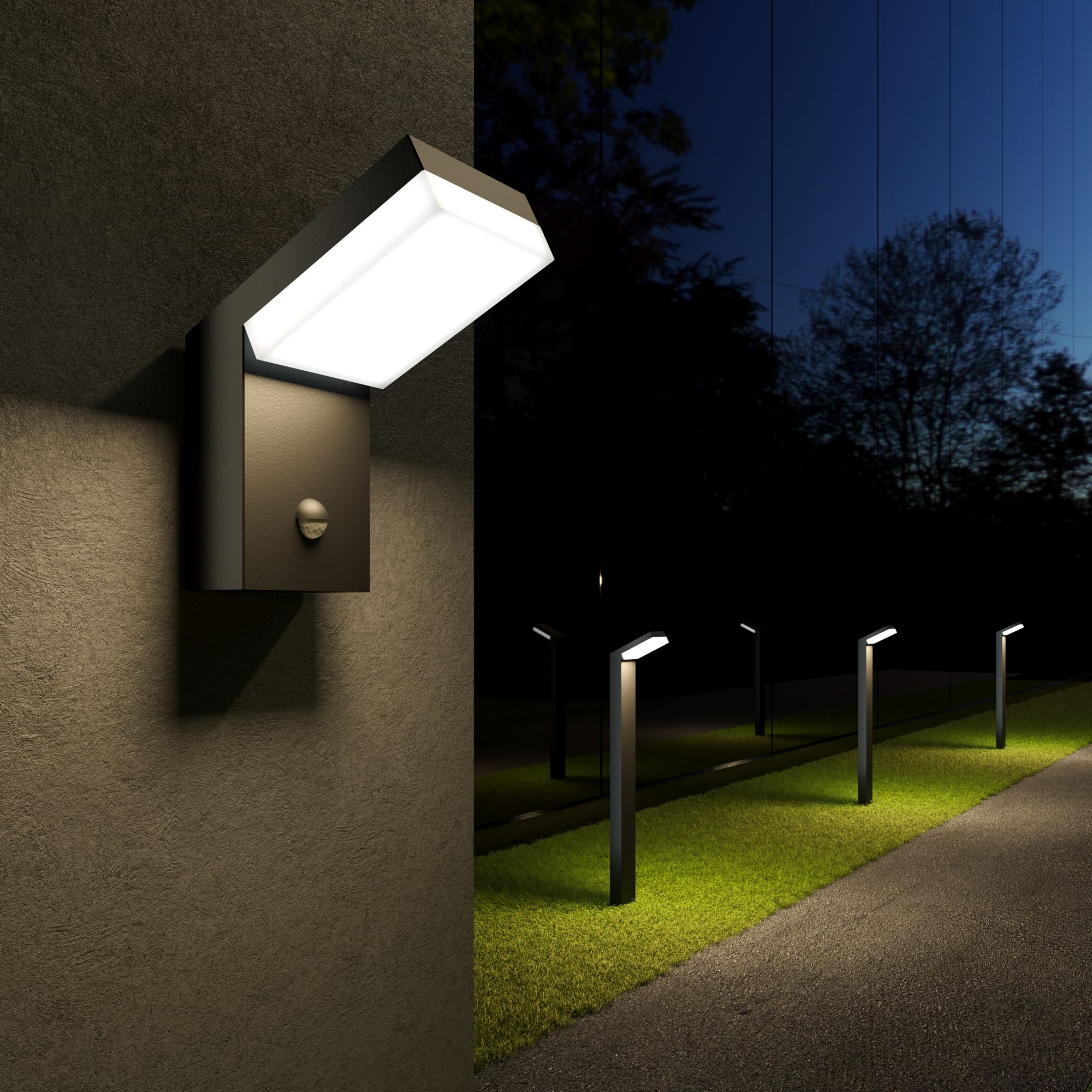 Ландшафтный светодиодный светильник Sensor IP54 1542 TECHNO LED черный Elektrostandard