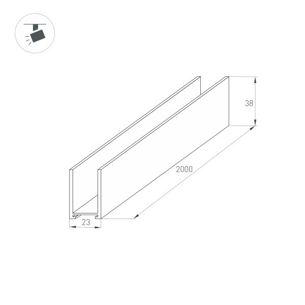 Шинопровод Arlight 033242 200,3*2,3*3,8 см. возможна установка на подвес (приобретается отдельно)