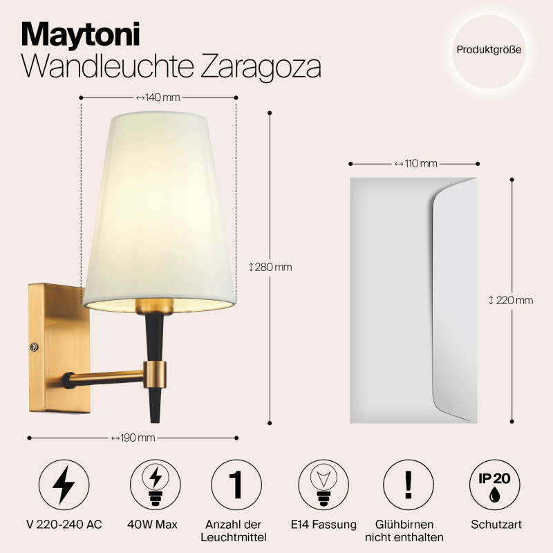 Бра Maytoni Zaragoza H001WL-01BS, латунь