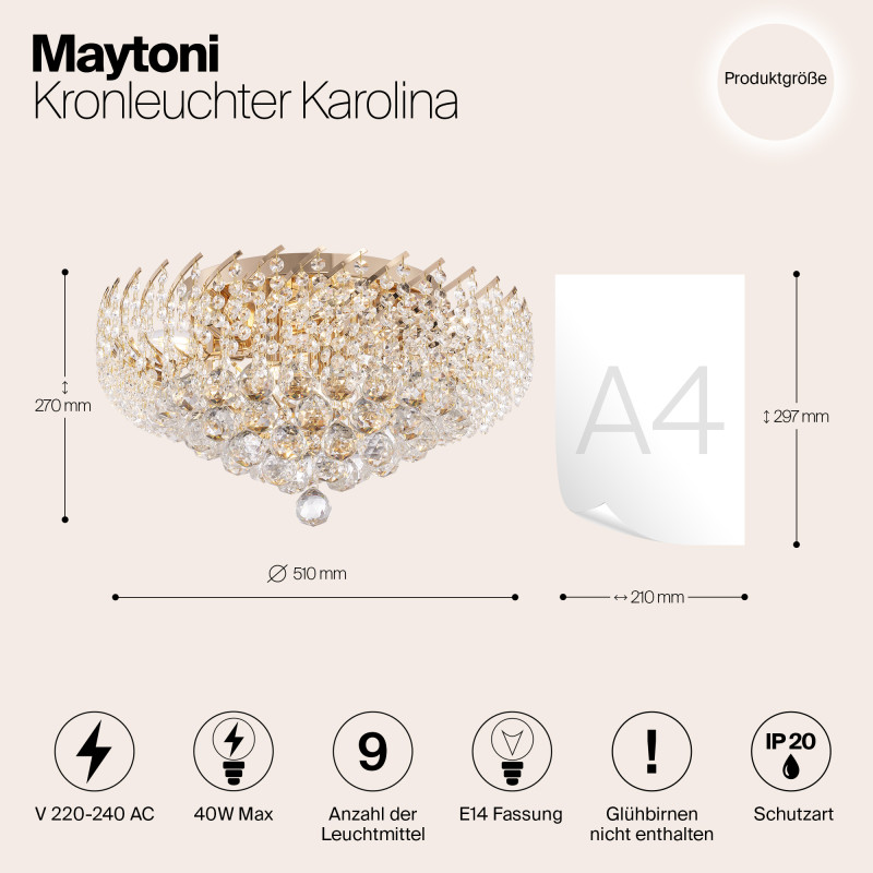 Люстра хрустальная диаметр 510 мм Maytoni DIA120-09-G золото