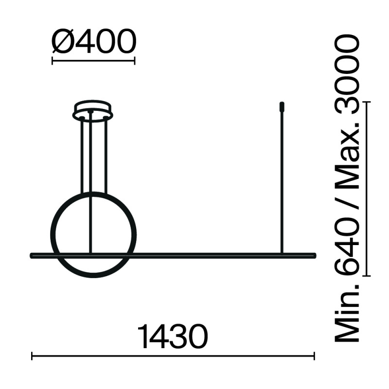 Подвесной светильник 143*11,7*300 см, LED, 40W, 4000К, Maytoni Halo MOD247PL-L49BK черный