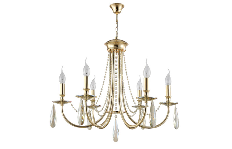 Люстра 65 см, Crystal Lux VICTORIA SP6 GOLD/AMBER золото