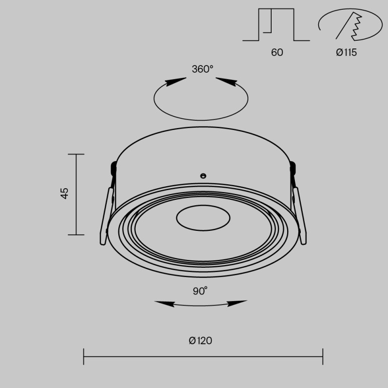 Встраиваемый светильник 12/11 см, LED 9W, 3000-6000K, IP20, 790 Lm Maytoni Technical Move DL060-9W3-4-6K-W белый