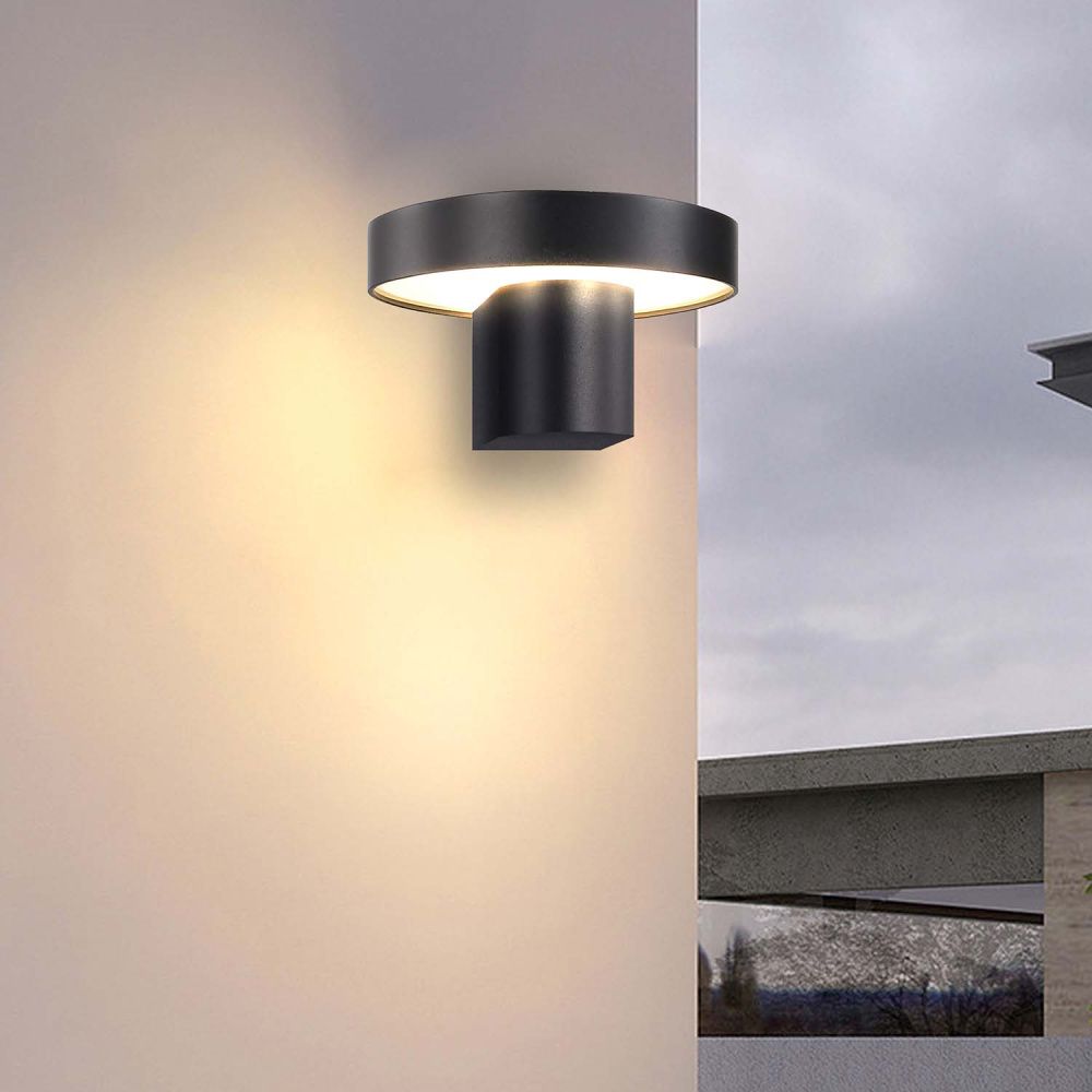 Уличный настенный светильник 14*7,5 см, 1*LED, 12W, 4000K, Favourite Grybas 4640-1W, черный матовый