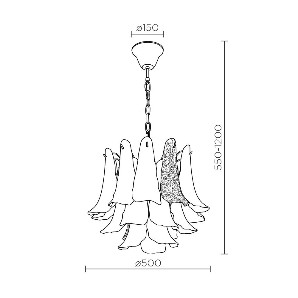 Подвесная люстра 55*50/120 см, 7*Е14 MODELUX premium ML.6777.7P GD золото