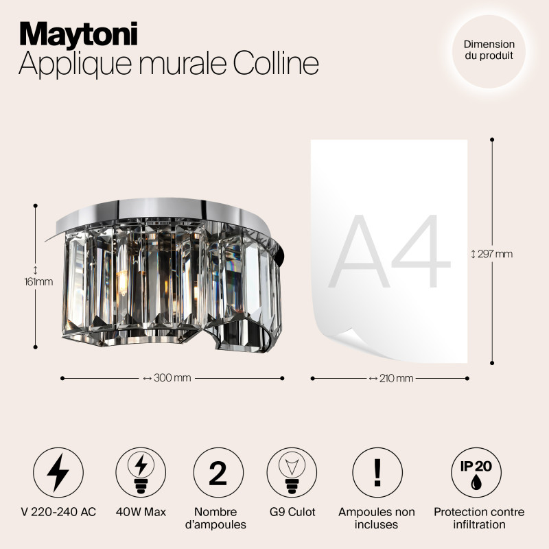 Настенное бра Maytoni Colline MOD083WL-02CH, хром