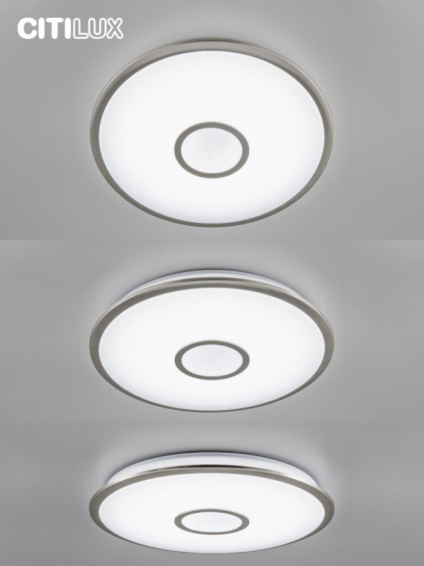 Светильник 52 см, 65W, 3000-5500K, 5200Lm, 21 м2 Citilux Старлайт CL703A61G, матовый хром, Алиса, пульт, плафон белый матовый