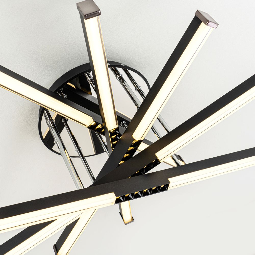 Светильник 60*60*30 см, LED*68W, 3000-6000K, Modelux  MDL.9371.600CL BK, Чёрный, Хром