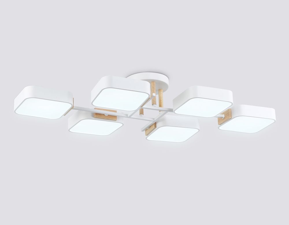 Люстра светодиодная на штанге 85*43*14- см, **W, 3000-6000K, Ambrella Light Comfort FL4886, белый, дерево