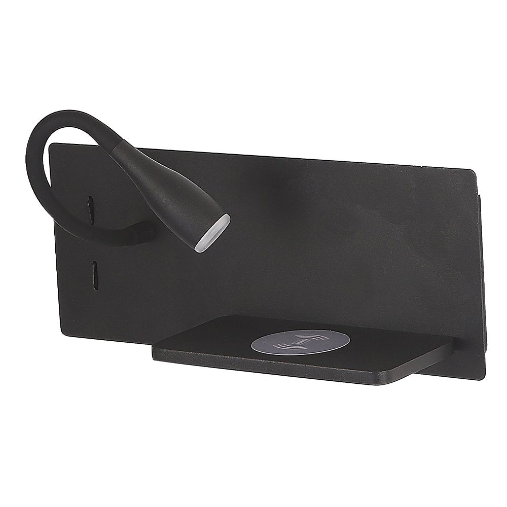 Бра 30**12- см, 2*LED*3+8W, 3000K, Crystal Lux Elqi CLT 217W Qi+USB BL, Черный