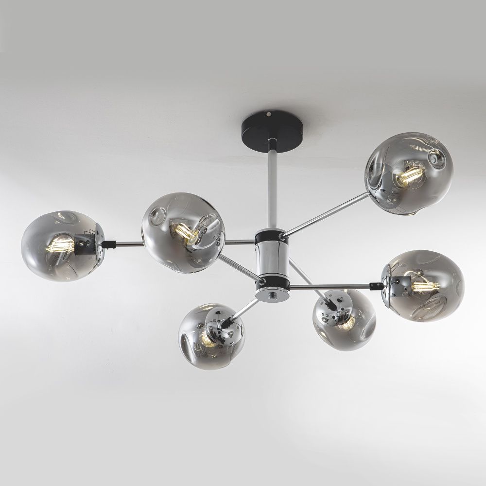 Светильник 91*91*41 см, Е 27 6x40W, Чёрный, Хром MODEMODERN MD.2695.6