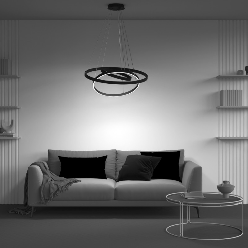 Подвесная люстра 80*140,5 см, LED, 107W, 3000К-4000К, Maytoni Rim MOD058PL-L100BK черный