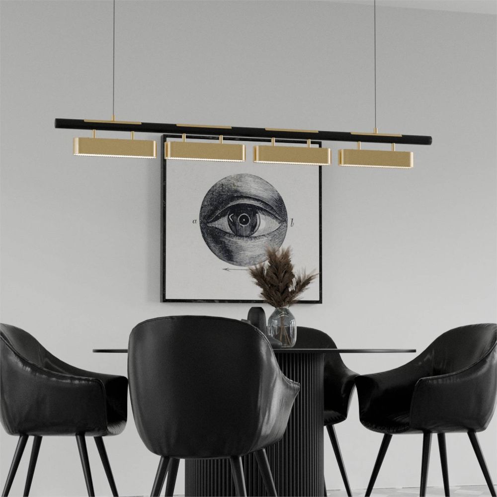 Светильник подвесной 180*14-180 см, 4*LED*10W, 3000-6000K, Lightera Huron LE118L-4G SMART, Черный