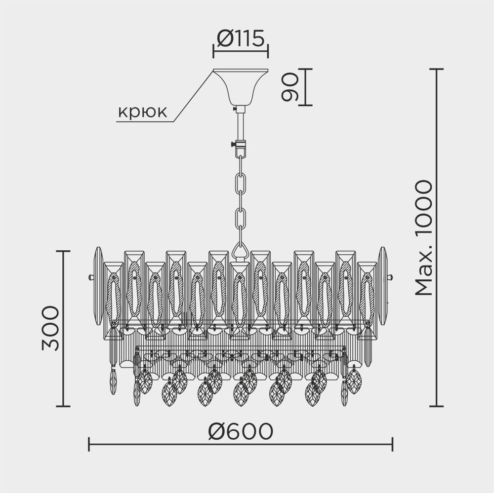 Подвесная люстра 60*60*100 см, Е14 12x40ВтW, , Золото MODELUX ML.7083.12 GD