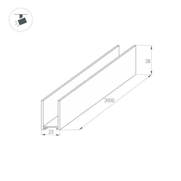 Шинопровод Arlight 033243 300,3*2,3*3,8 см. возможна установка на подвес (приобретается отдельно)