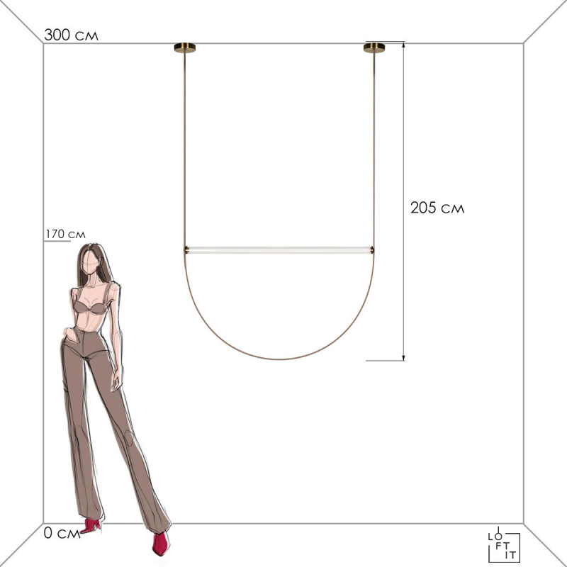 Светильник 100 см, 20W, 3000K, LOFT IT Liana 10221/2050, коричневый