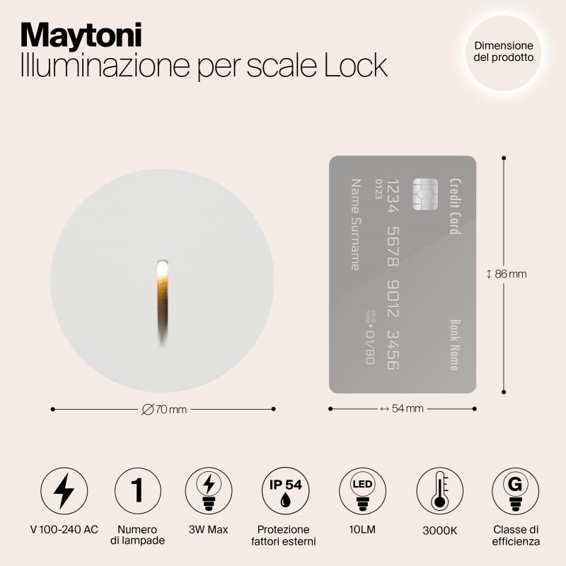 LED светильник 7 см, 3W, 3000K, Maytoni Lock O014SL-L3W3K, белый, вр 5,5 см