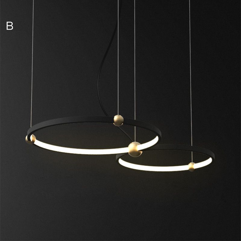 Подвесной кольцевой светильник PLANETARY D50+40 11,5*55,5*55,5 см, 2*LED*28, 22W, 4000K, ImperiumLoft PLANETARY01, Чёрный, Белый